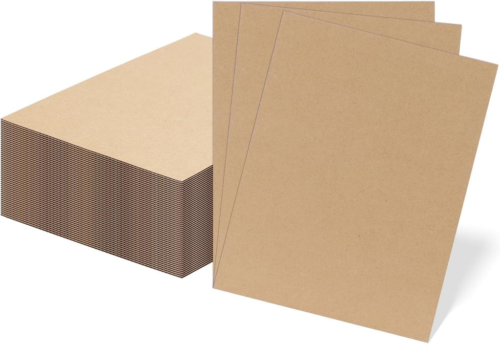 50 Pack 8.5x11 Corrugated Cardboard Sheets, Flat Cardboard Inserts for Shipping, Mailing, Packing, DIY Crafts
