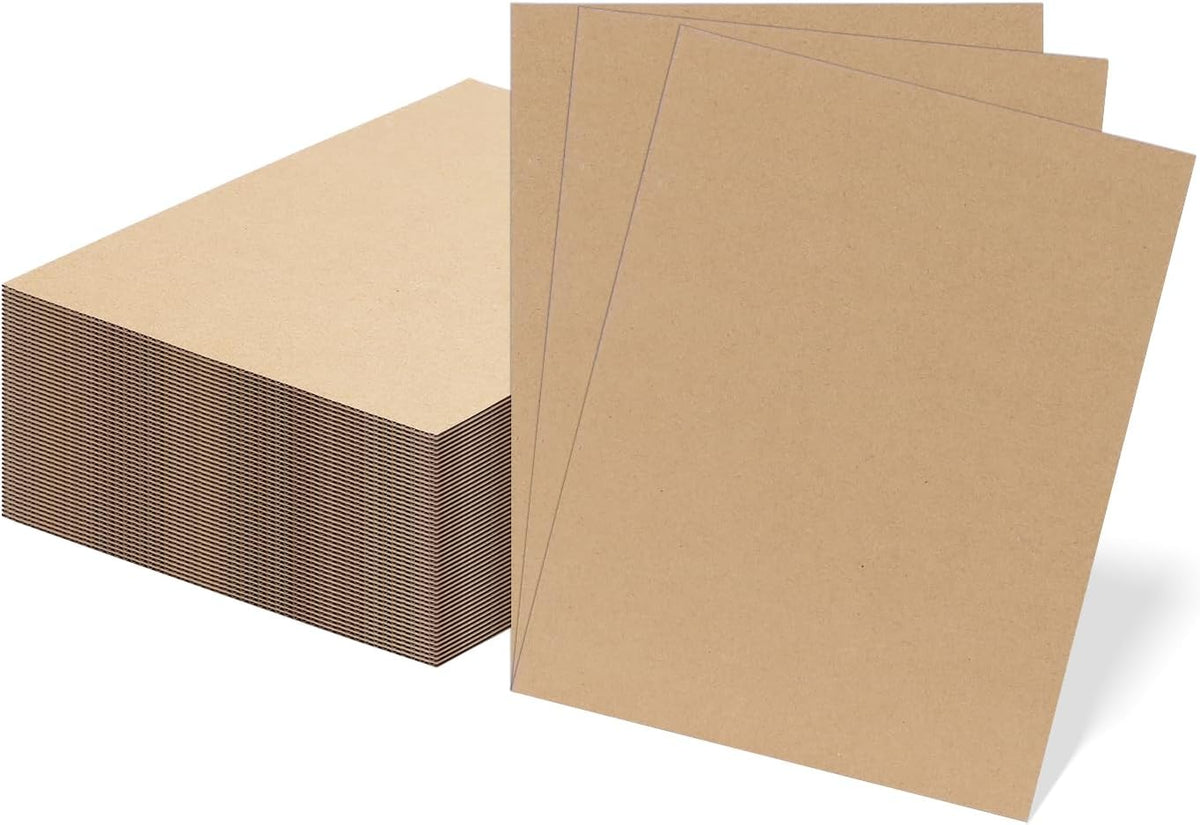 50 Pack 8.5x11 Corrugated Cardboard Sheets, Flat Cardboard Inserts for Shipping, Mailing, Packing, DIY Crafts