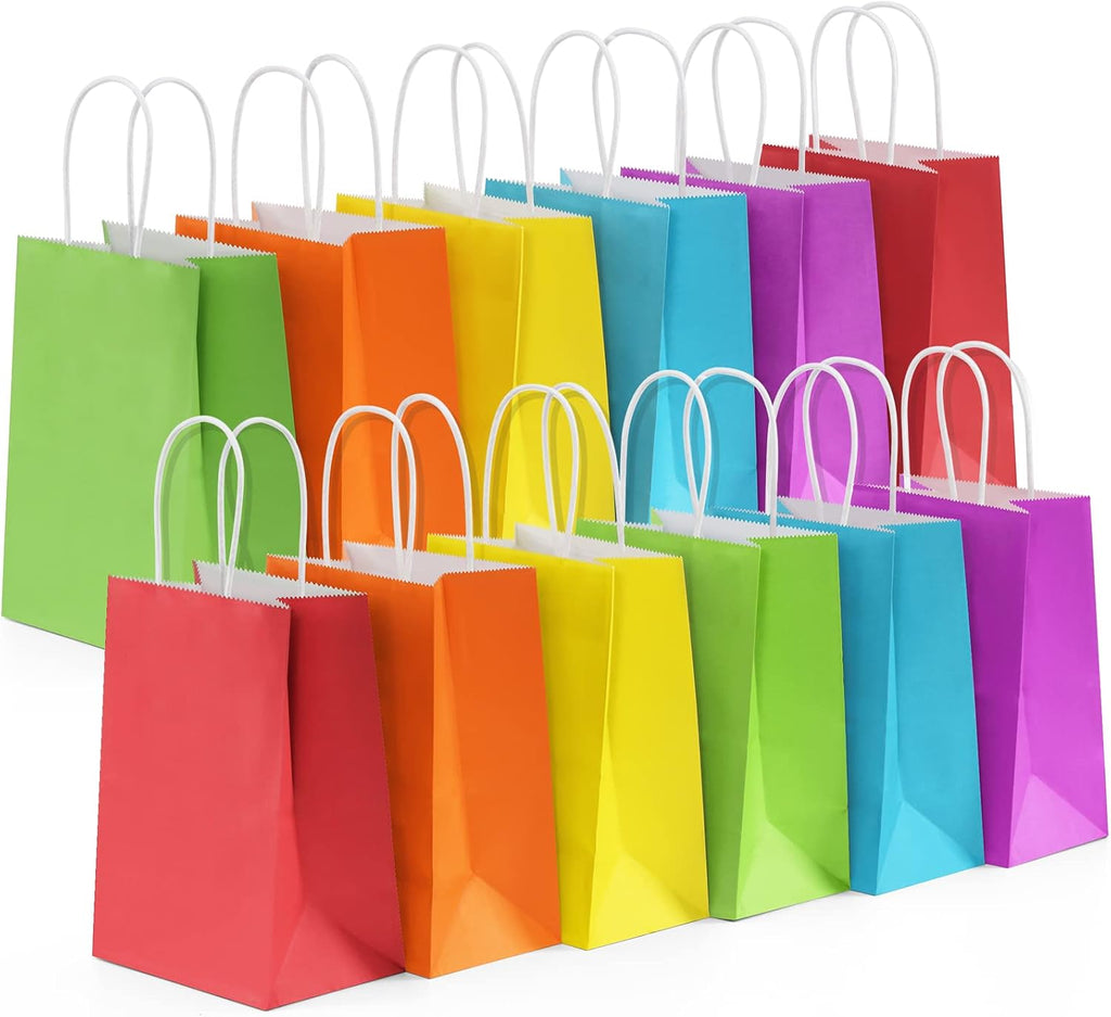 Gift Bags with Handles 5.25x3x8 Inch Assorted Colors 24 Pack