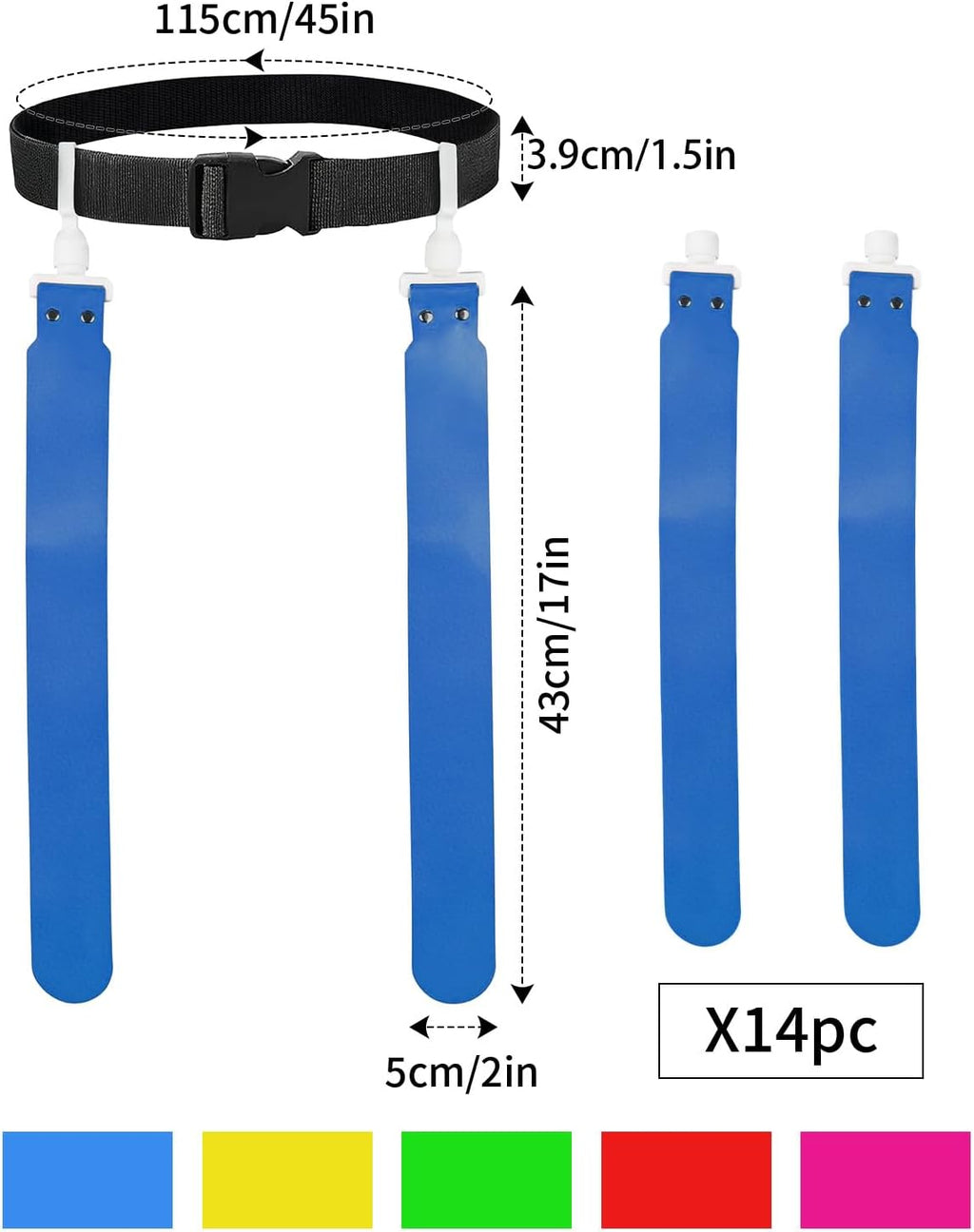 Flag Football Belts Set 7pc,Adjustable Waist for Youth & Adults | 7 Belts&14 Flags,7/14player Sport Team Training