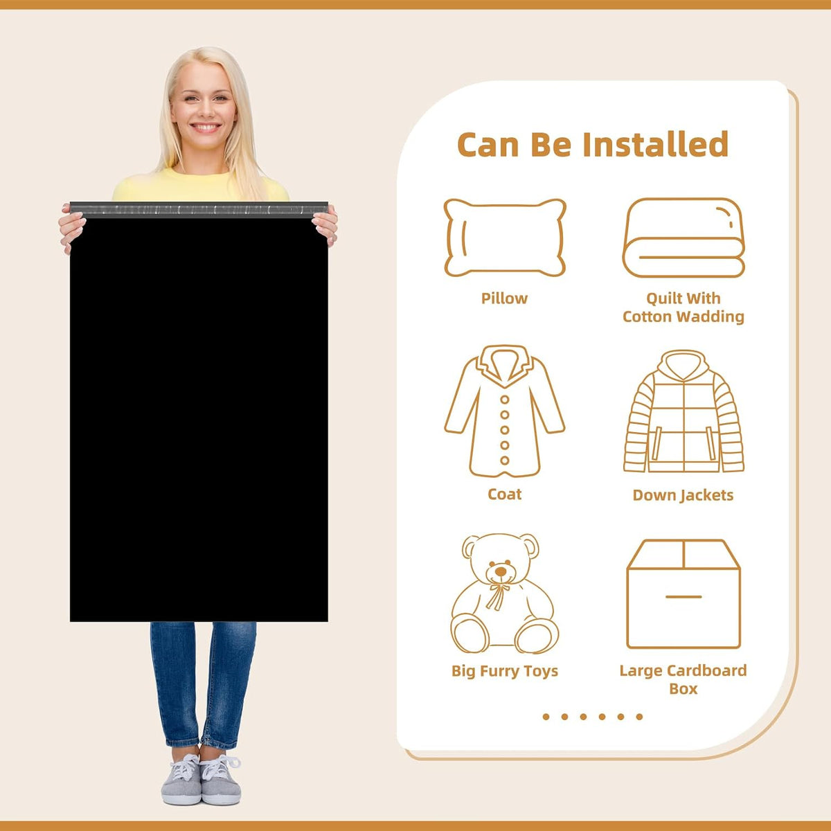 Extra Large Poly Mailers 24x36" 25 Pc, XXL Jumbo Shipping Bags,Black