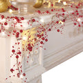 Indoor Christmas Decorations, Festive Lighted Berry Beaded Garland Red- 120" L