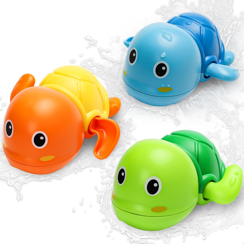 Bath Toys, Cute Swimming Turtle Baby Bath Toys for Toddler 1-3, Water Pool Floating Wind Up Toys for 1 Year Old Boy