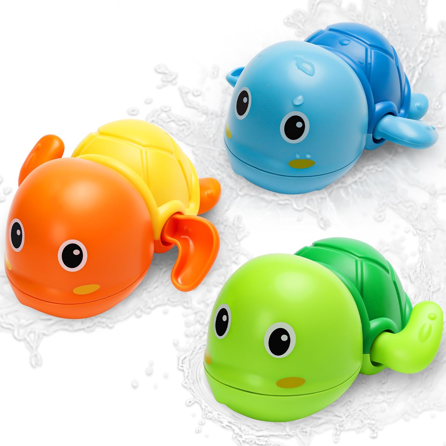 Bath Toys, Cute Swimming Turtle Baby Bath Toys for Toddler 1-3, Water Pool Floating Wind Up Toys for 1 Year Old Boy