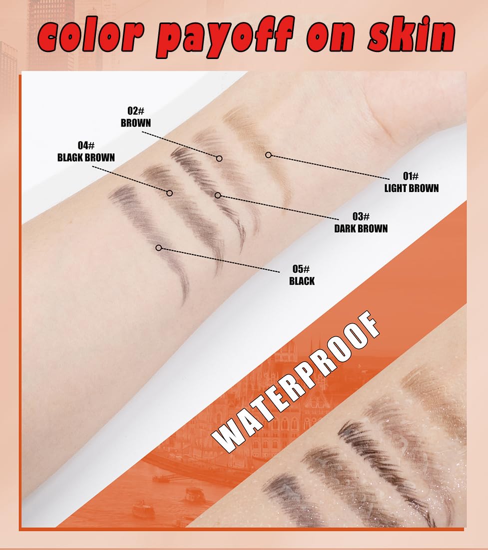 Multi-Tip Eyebrow Pen, Liquid Microblading Effect Hair‑Like Brow Strokes
