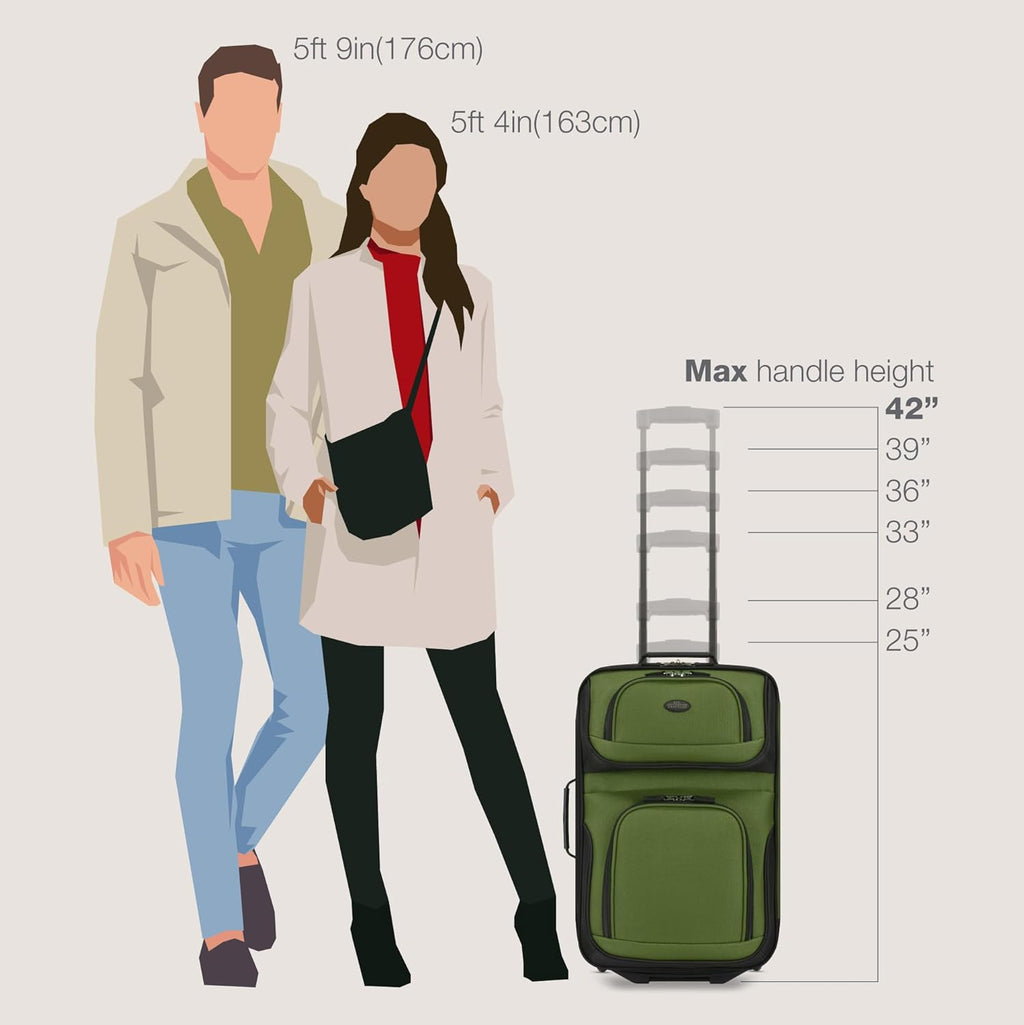 Rio Lightweight Softside Rolling Carry-on Suitcase, 2-Wheel Single, Green