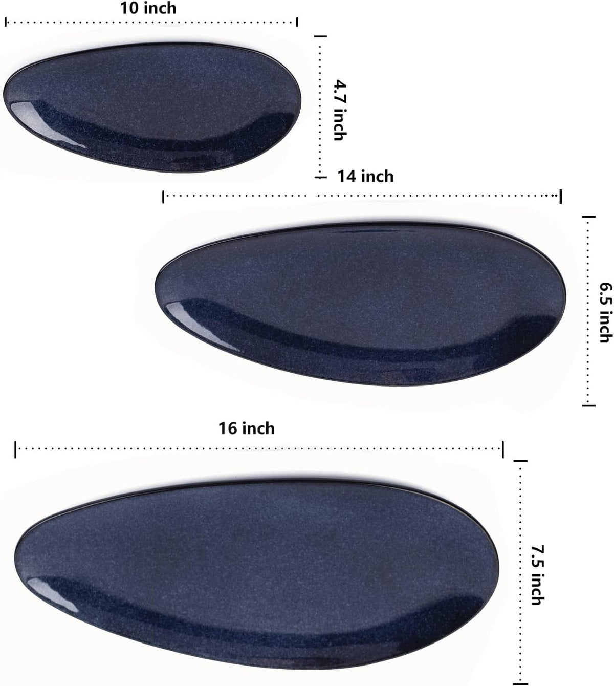 Large Oval Serving Platters, 16"/14"/10" Porcelain Serving Platters for Party, BBQ,Stackable Serving Trays Serving