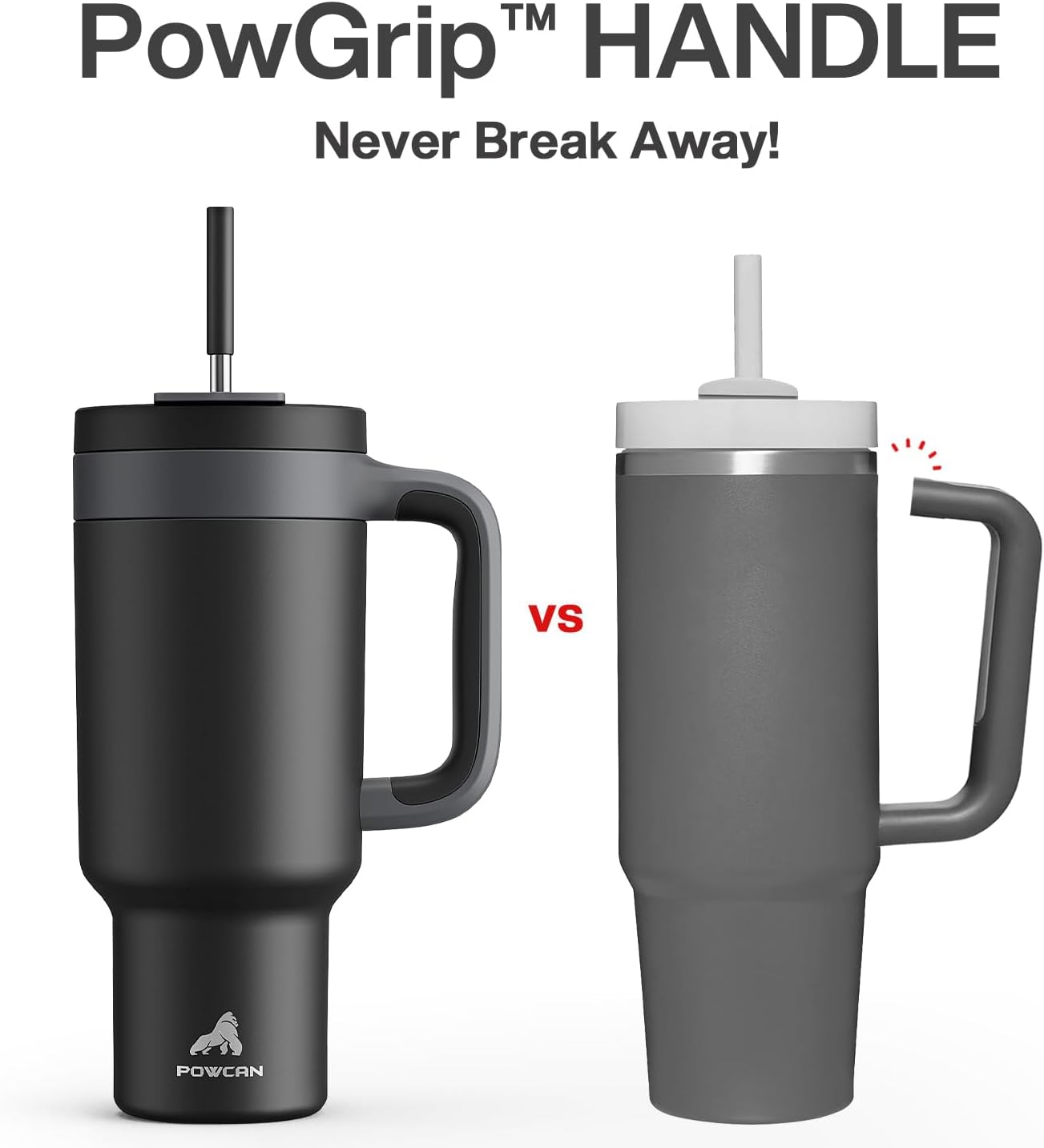 40 oz Tumbler with Handle, 2-in-1 Straw and Sip Lid, Leakproof, Dishwasher Safe, Insulated Stainless Steel Travel