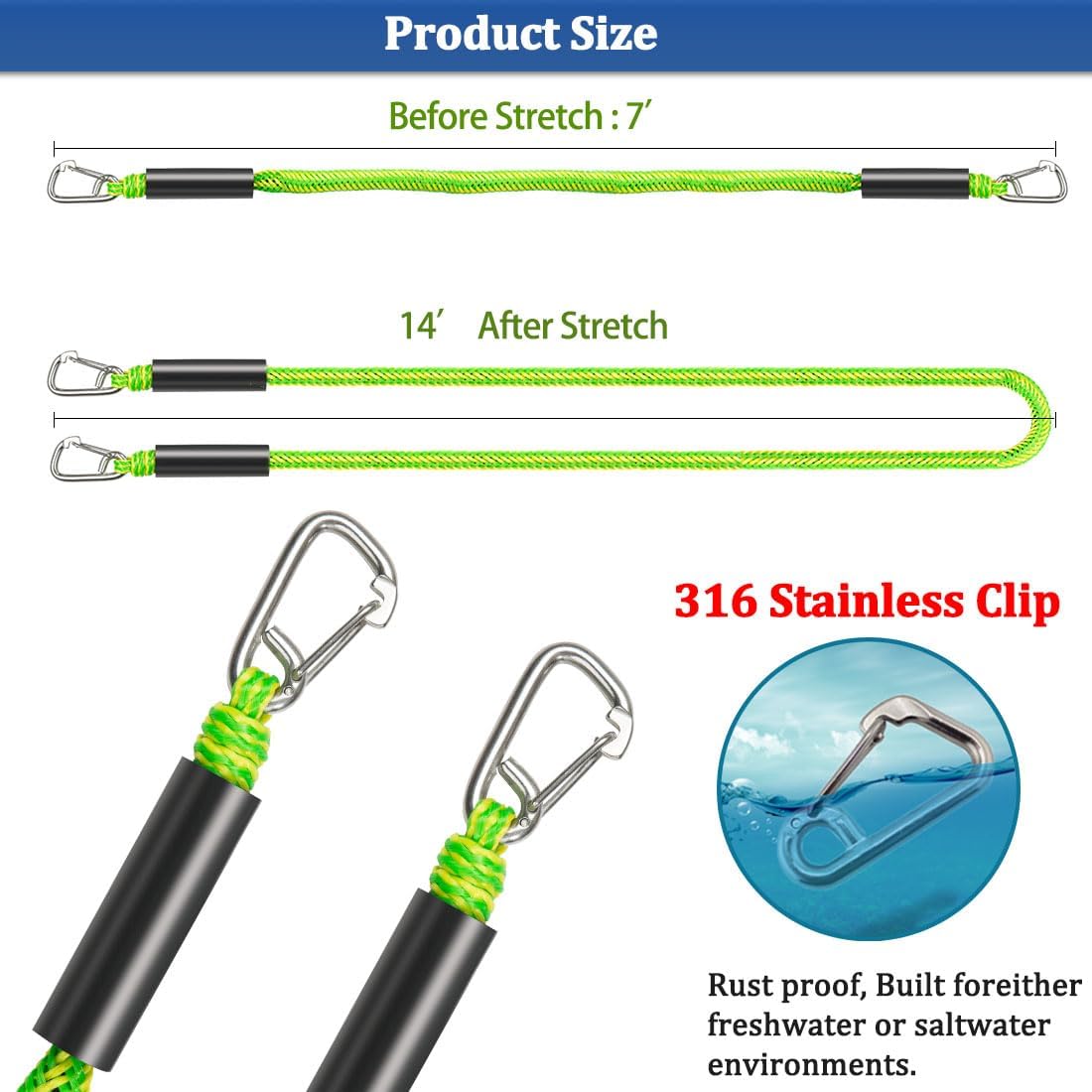 Boat Bungee Dock Lines, Boat Bungee Anchor Lines, Boat Bungee Anchor Rope, PWC Anchor Line, PWC Accessories, Jet Ski
