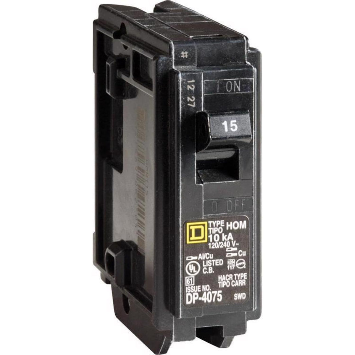 Square D HomeLine 15 amps Plug In Single Pole Circuit Breaker