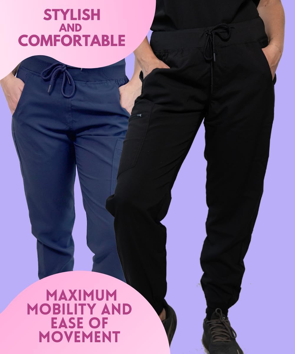 Women's Scrub Joggers Pants with Pocket Elastic Waist for Medical, Nurse, Doctor