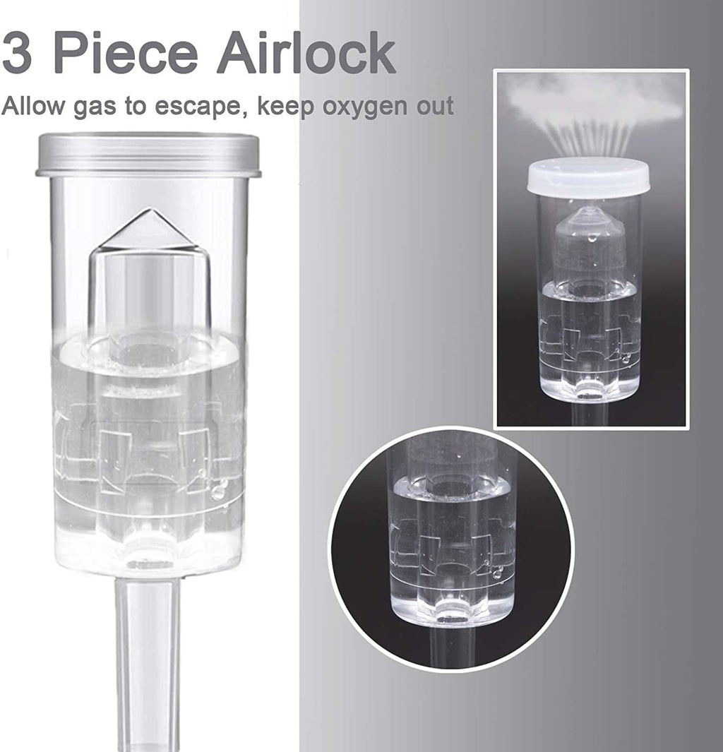 3-Piece Airlock [6 Pack],Fermenting Brewing Airlock Kit with 6PCS #6 Stopper and 12PCS Grommets Fermentation Beer