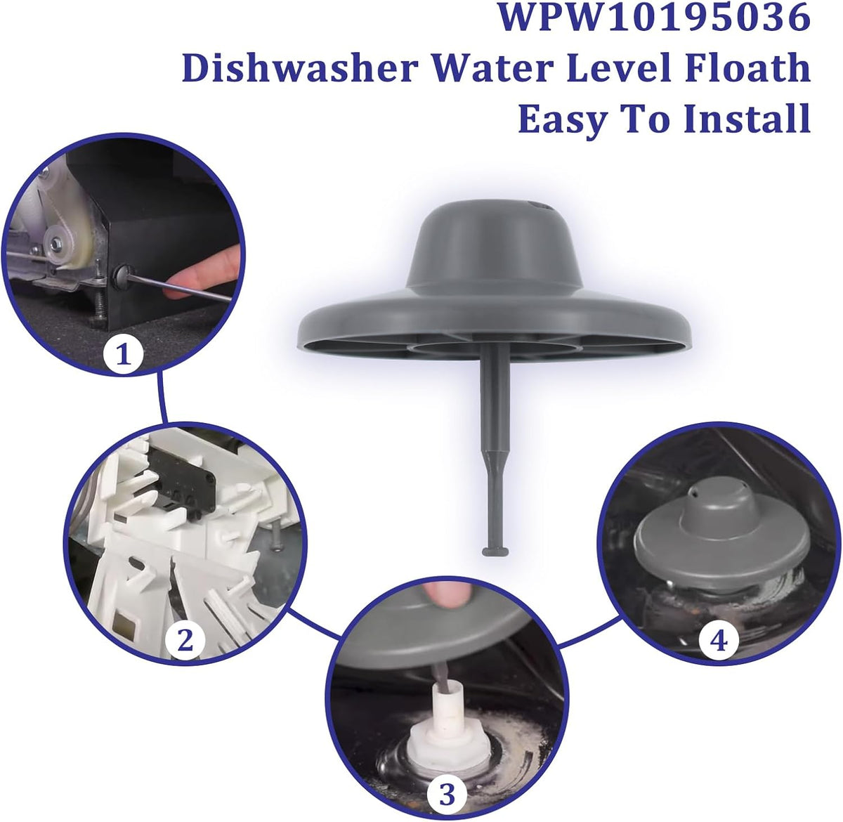 WPW10195036 Dishwasher Water Level Float Replacement for Whirlpool Kenmore
