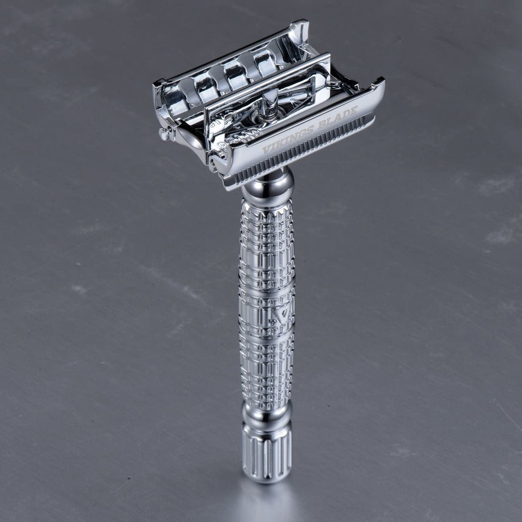Double Edge Safety Razor for Men + 5 Swedish Steel Blades + Luxury Case. Long Handle. Smooth, Reusable, Eco-Friendly