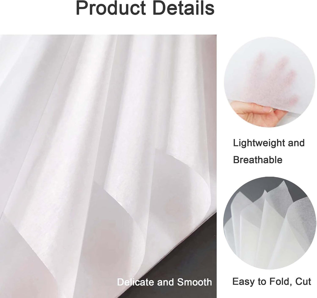 100 Sheets 20" x 30" Acid Free Archival Tissue Paper for Storage, Acid-Free Wrapping Tissue Paper White Unbuffered No