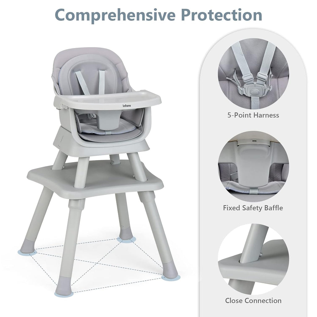 8 in 1 Baby High Chair, Convertible Highchair for Babies and Toddlers, Infant Dining Booster Seat, Building Block