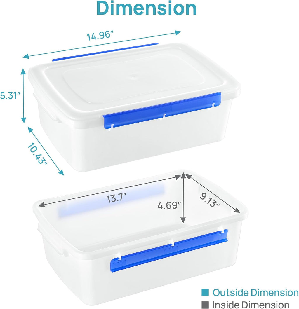 2 Pcs Pizza Dough Proofing Box with Lids and Latches for 4-6 Balls