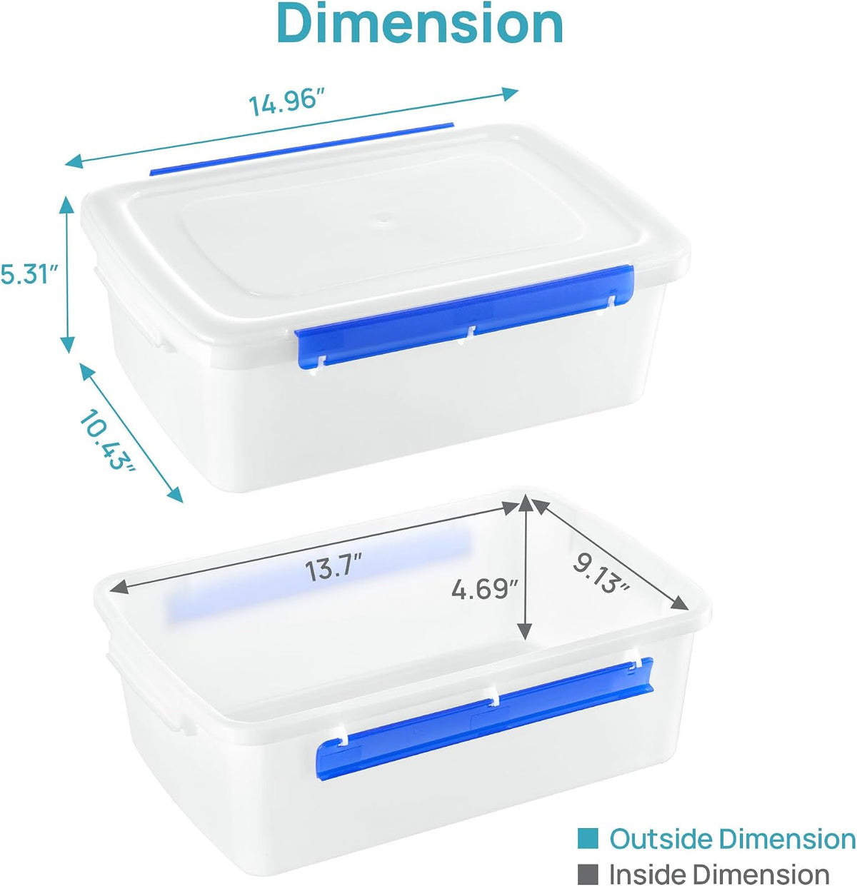 2 Pcs Pizza Dough Proofing Box with Lids and Latches for 4-6 Balls