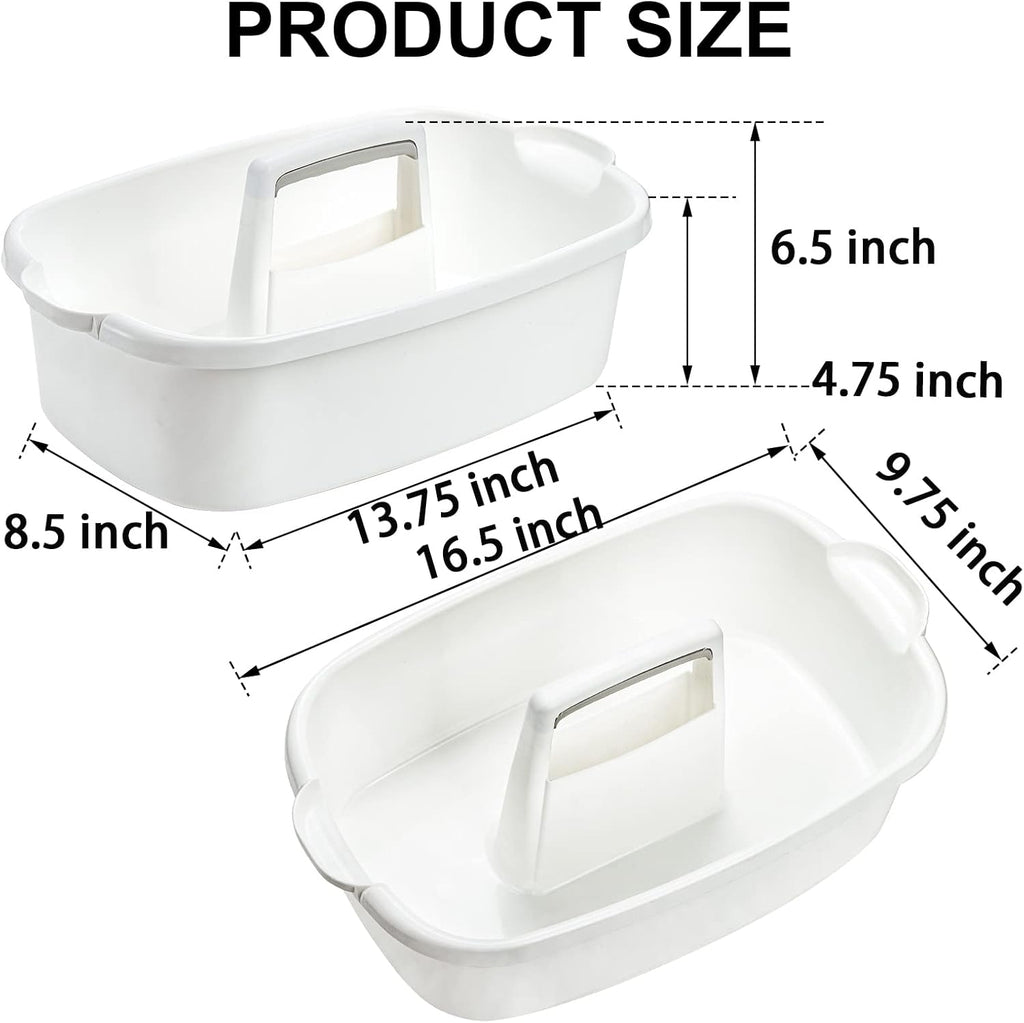 2 Pack Cleaning Supplies Caddy, Large Plastic Cleaning Supply Organizer Bucket with Handle Portable Housekeeping