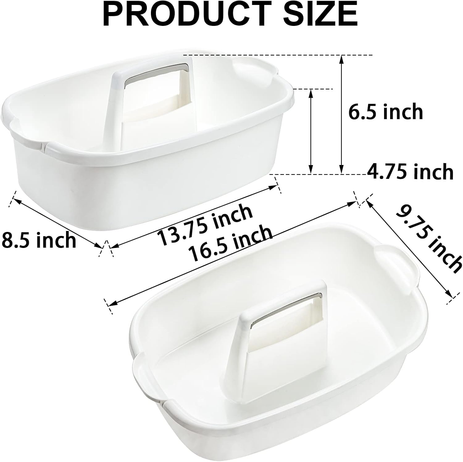 2 Pack Cleaning Supplies Caddy, Large Plastic Cleaning Supply Organizer Bucket with Handle Portable Housekeeping