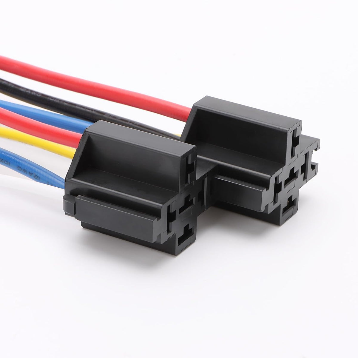 10 Pack Style 12AWG Relay Socket, 12V DC 4-PIN SPDT, Interlocking Relay Socket Harness Base with Wires