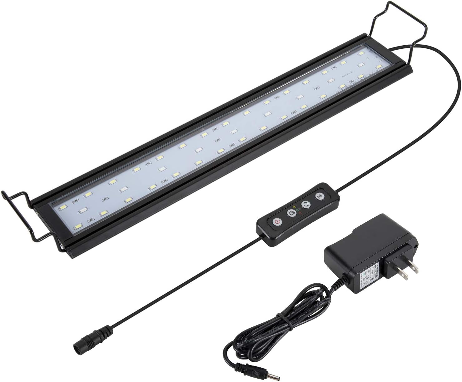 14W Full Spectrum Aquarium Light with Aluminum Alloy Shell Extendable Brackets, White Blue Red LEDs, External