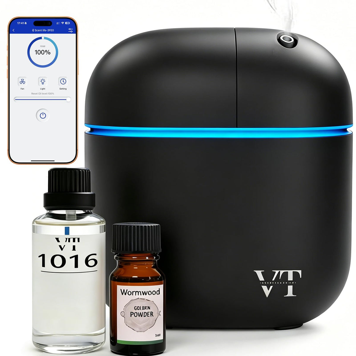 Waterless Essential Oil Diffuser 3000 Sq.Ft,Home Hotel Office Use,Cold Air Scent Machine,Bluetooth App Control,LED