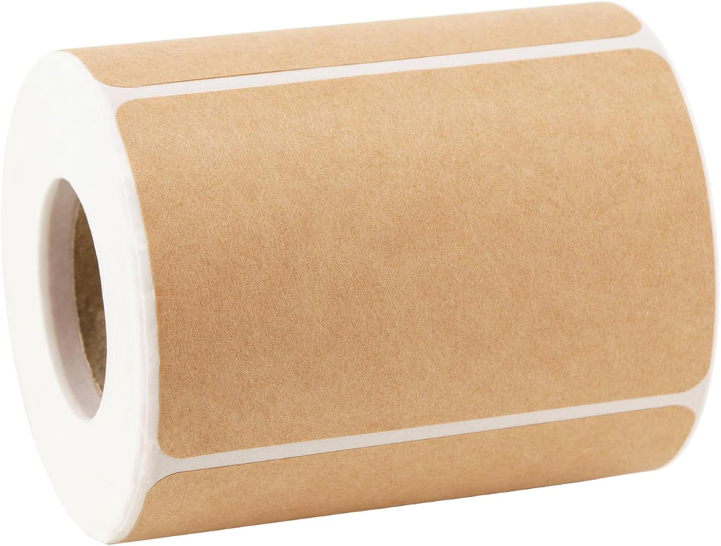 Kraft Label Stickers 2x3 Inch - 300 Pcs Self-Adhesive Brown Rectangular Blank Labels for Jars, Canning, Crafts