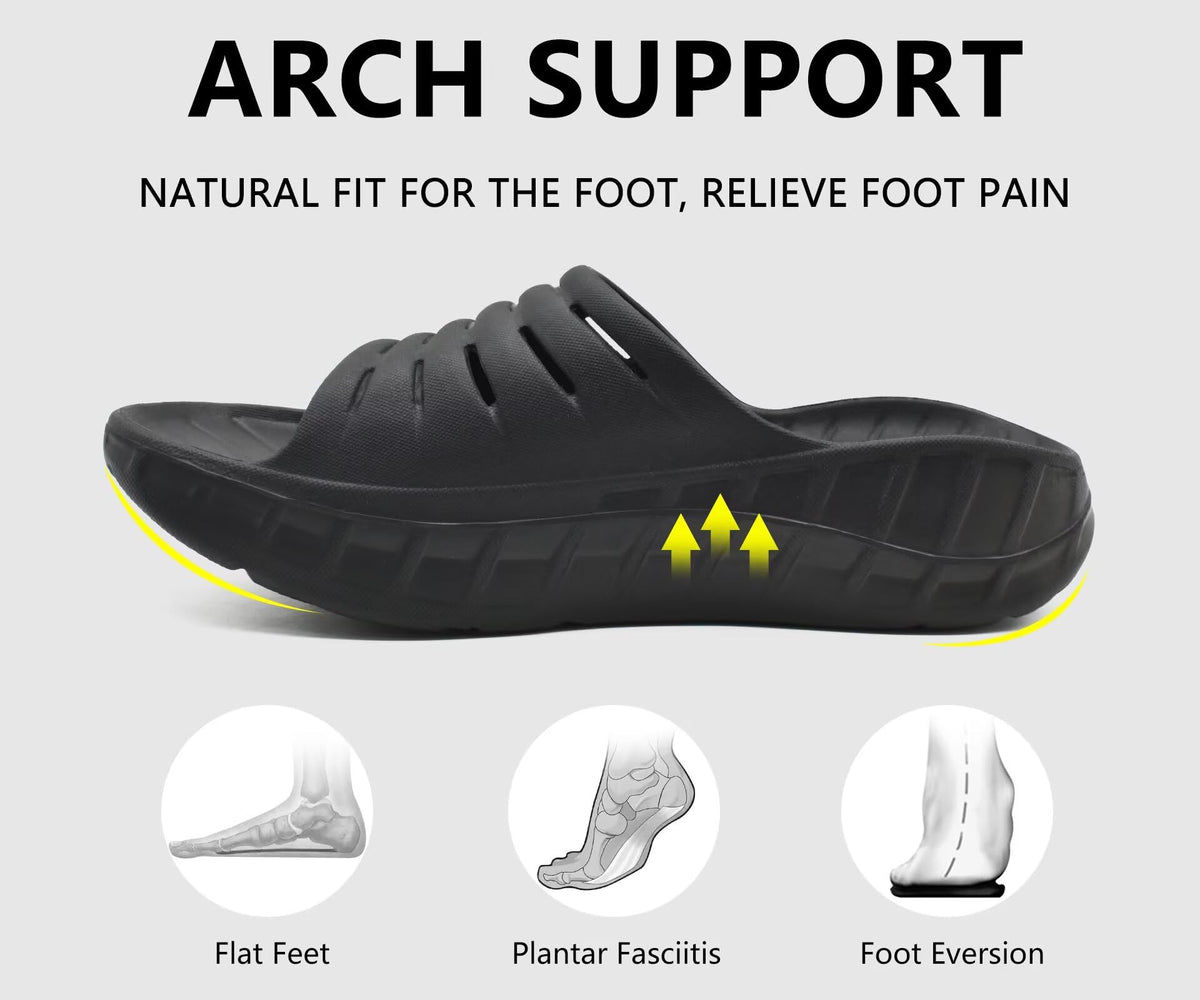 Mens Sport Recovery Sandals Arch Support Plantar Fasciitis Slides