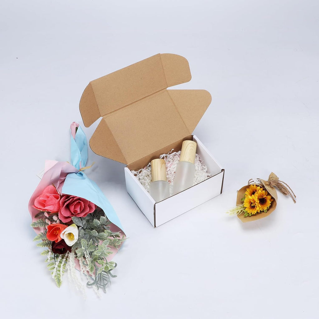 10 Pack 6x4x3 Small Shipping Boxes, White Corrugated Cardboard Box for Packing, Mailing, Business