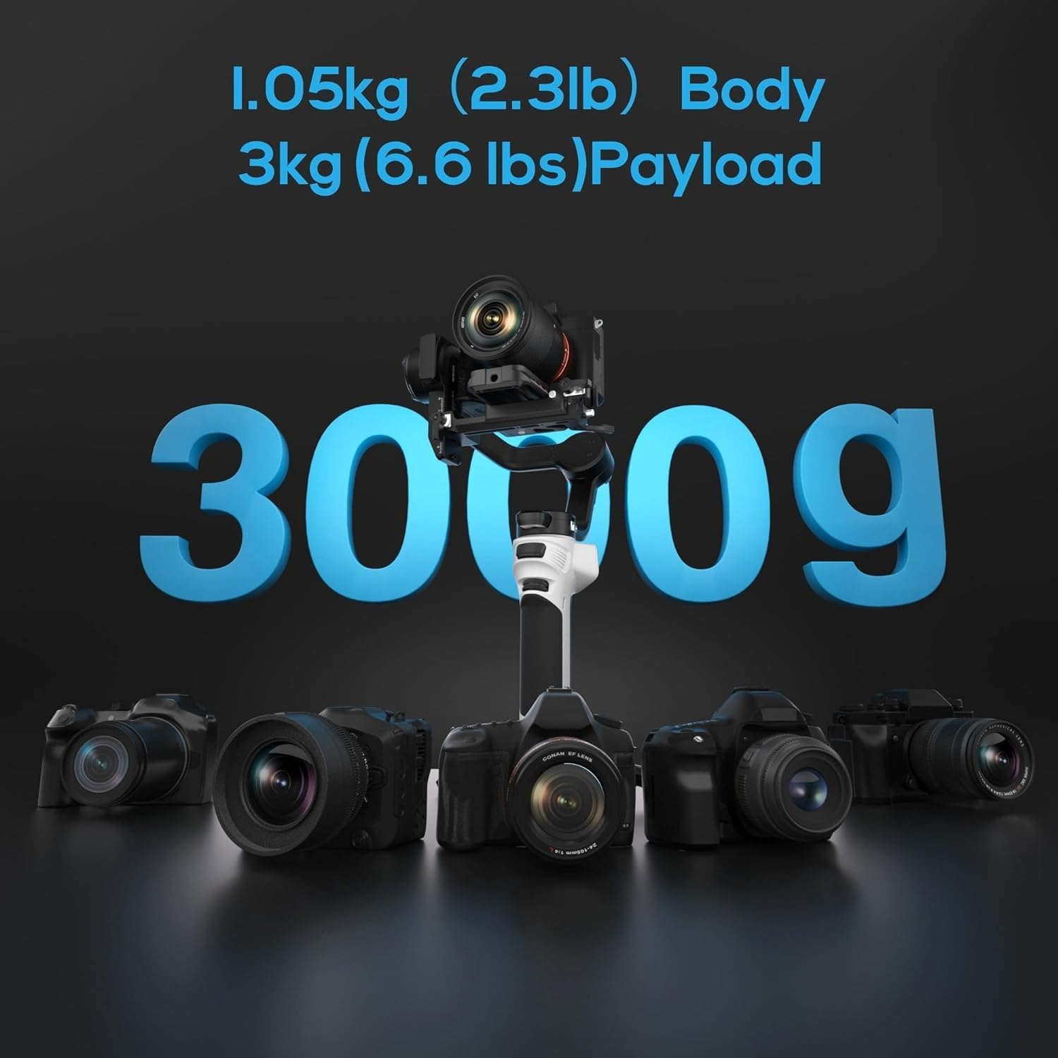 CINEPEER WEEBILL 3E 3-Axis Gimbal Stabilizer for Camera,Up to 6.6lbs | for Canon/Sony/Panasonic/Nikon Camera Payload