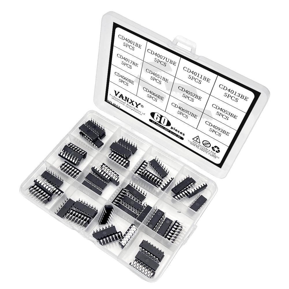 60Pcs CD4001BE CD4011BE CD4013BE CD4017BE CD4051BE CD4052BE CMOS IC kit