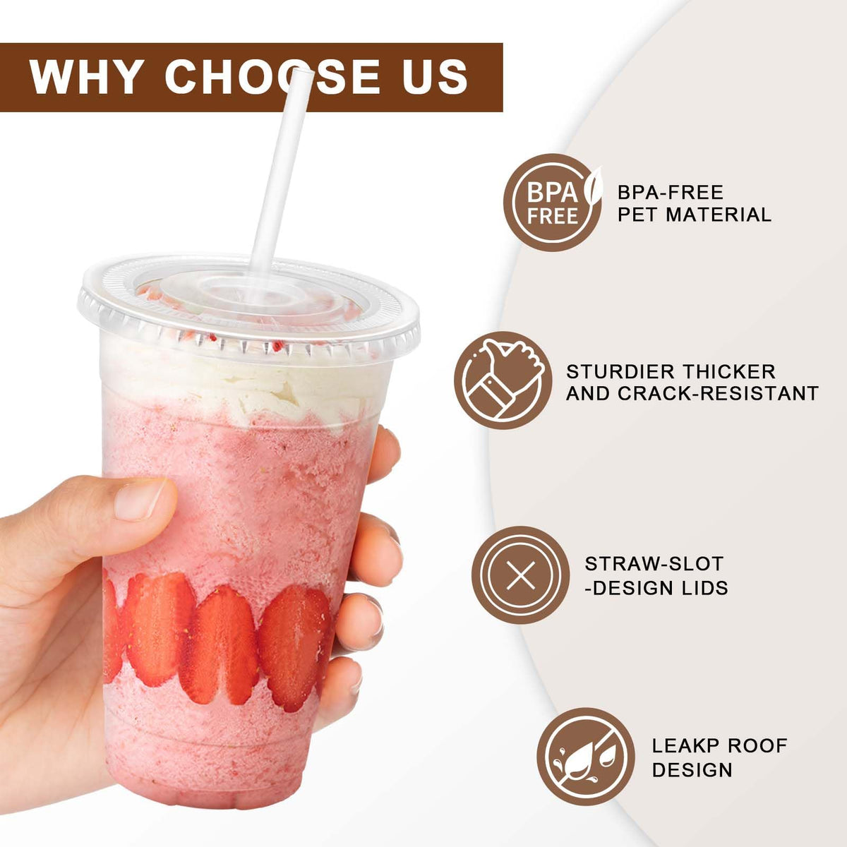 500 Pack 20 oz Disposable Clear Plastic Cups with Lids and Straws