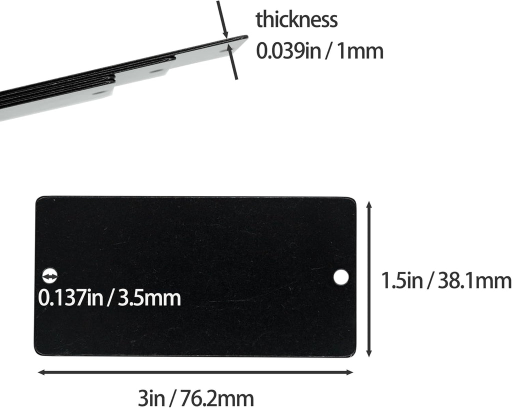 Aluminum Engraving Blanks with 2 Holes 1.5x3 Inch 25 Pack (Black)