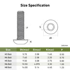 M3 x 20mm 300PCS Button Head Hex Socket Cap Screws Bolts, 304 Stainless Steel 18-8, Allen Hex Drive, Full Thread, Bright Finish, with Hex Spanner