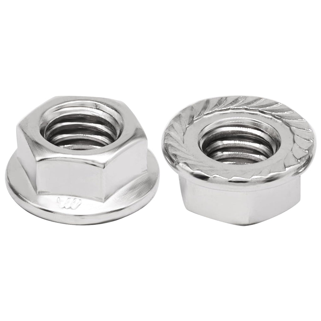 Bonsicoky 3/8-16 Serrated Flange Nuts, 50 Pack, Silver