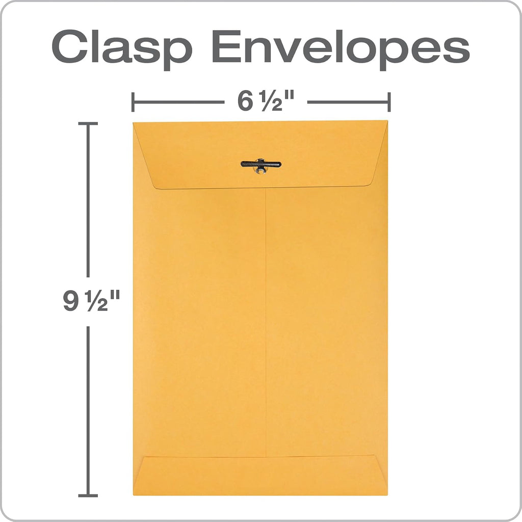 Clasp Envelopes, 6.5 x 9.5 Inch Brown Kraft Catalog Envelopes, for Mailing Small Business Papers, Gummed Closure, Box