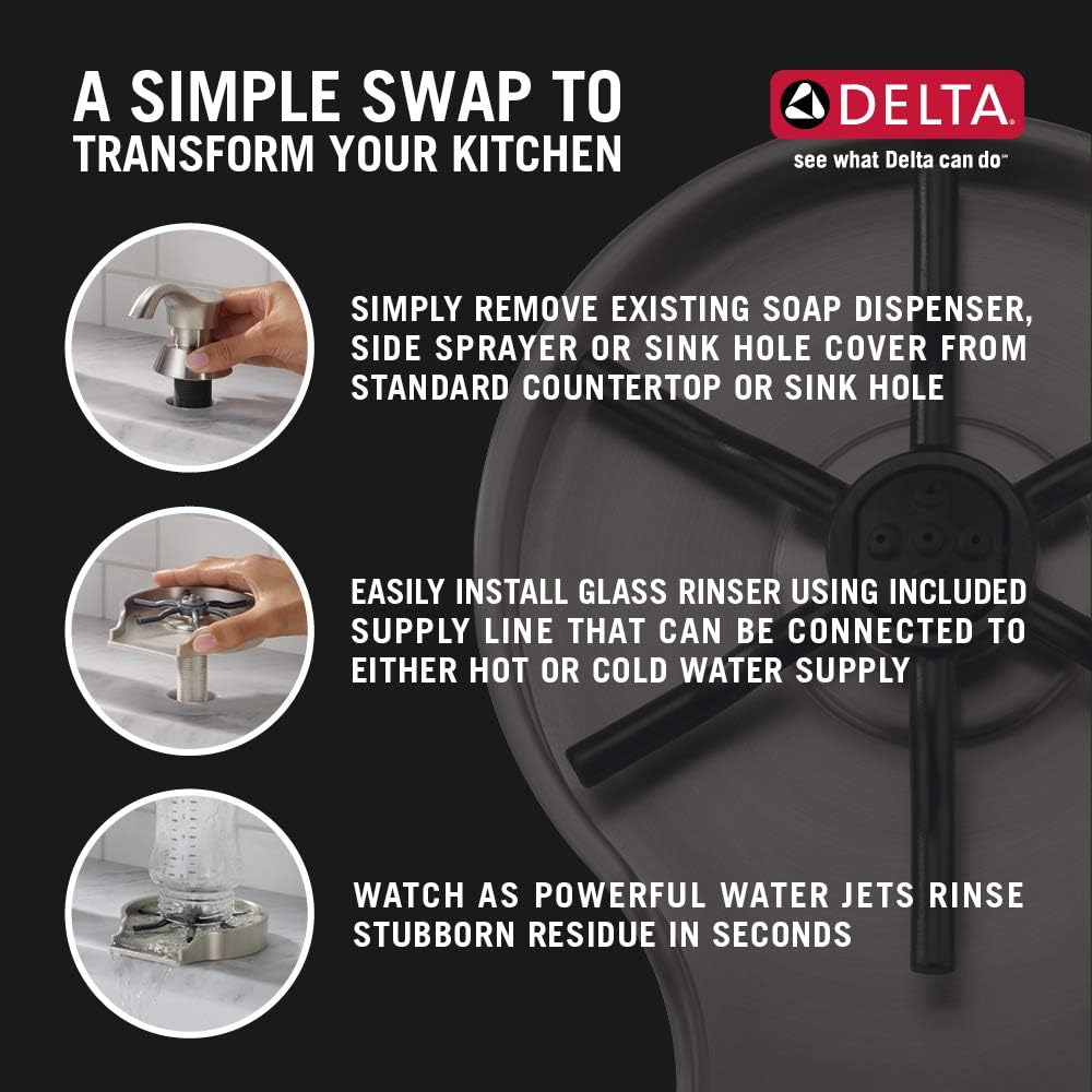 Faucet Glass Rinser for Kitchen Sinks, Kitchen Sink Accessories, Bar Glass Rinser, Chrome GR150