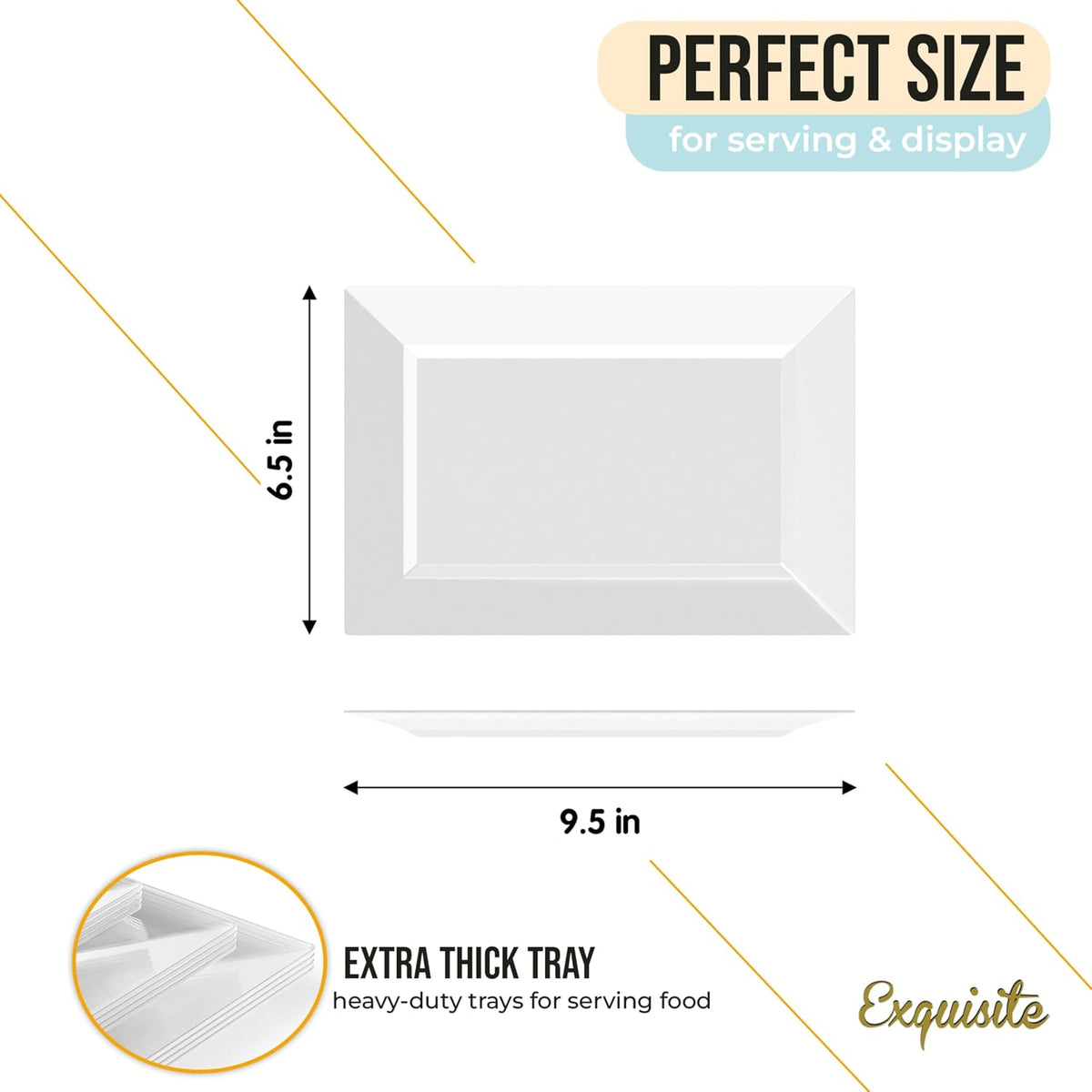 40 Pcs Clear Plastic Serving Trays for Party 9.5" Clear Platters