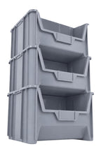 20" x 15" x 12.5" (3 Pack) Plastic Giant Stackable Hopper Bin, Gray