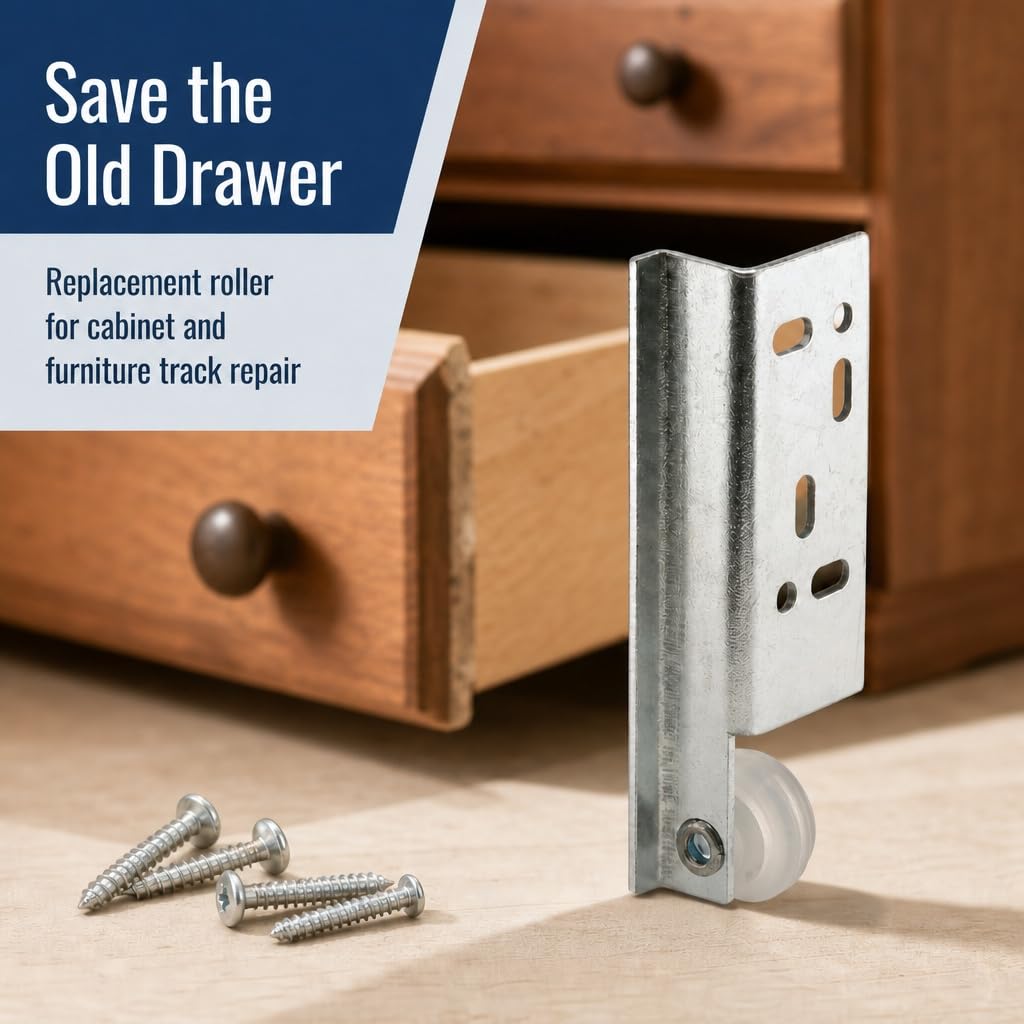 Prime-Line R 7257 Steel Drawer Track Center Roller Assembly, 2 Pack