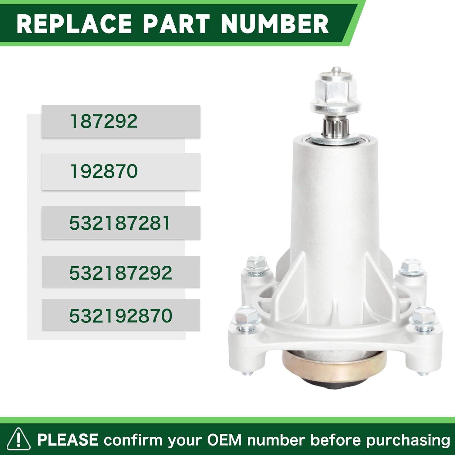 187292 192870 567253301 587819701 587125401 Spindle Assembly Fit for 42" 46" 48" 54" Mower Deck Husqvarna yth22v46