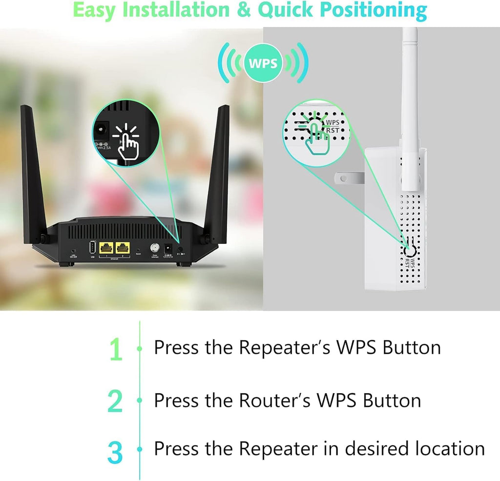 WiFi Extender Signal Booster Up to 10000sq.ft and 55 Devices, WiFi Range Extender, Wireless Internet Repeater, Long