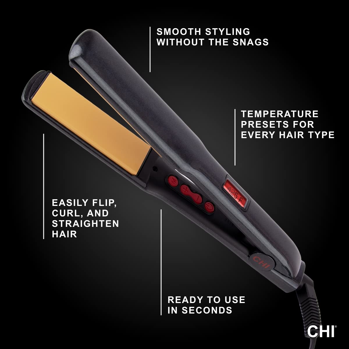 G2 Titanium Infused Ceramic 1" Flat Iron Hair Straightener, Digital Temperature Control, Color-Coded Heat Settings