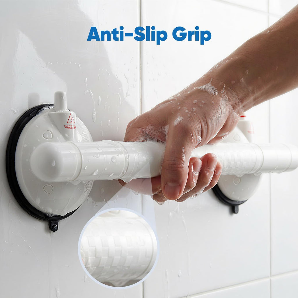 Suction Grab Bars for Shower,18.3 Inch 350 LBS Weight Support Shower Handles with Safety Indicator, Grab Bars for