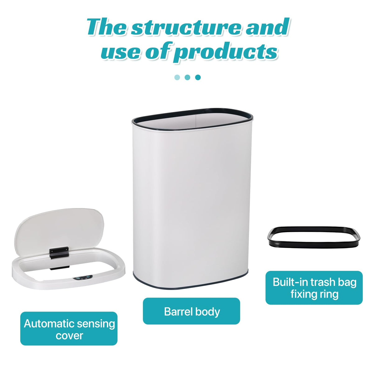 13 Gallon Kitchen Trash Can Garbage Can Waste Bin with Lid Automatic Touchless Stainless Steel Durable Trash Can for