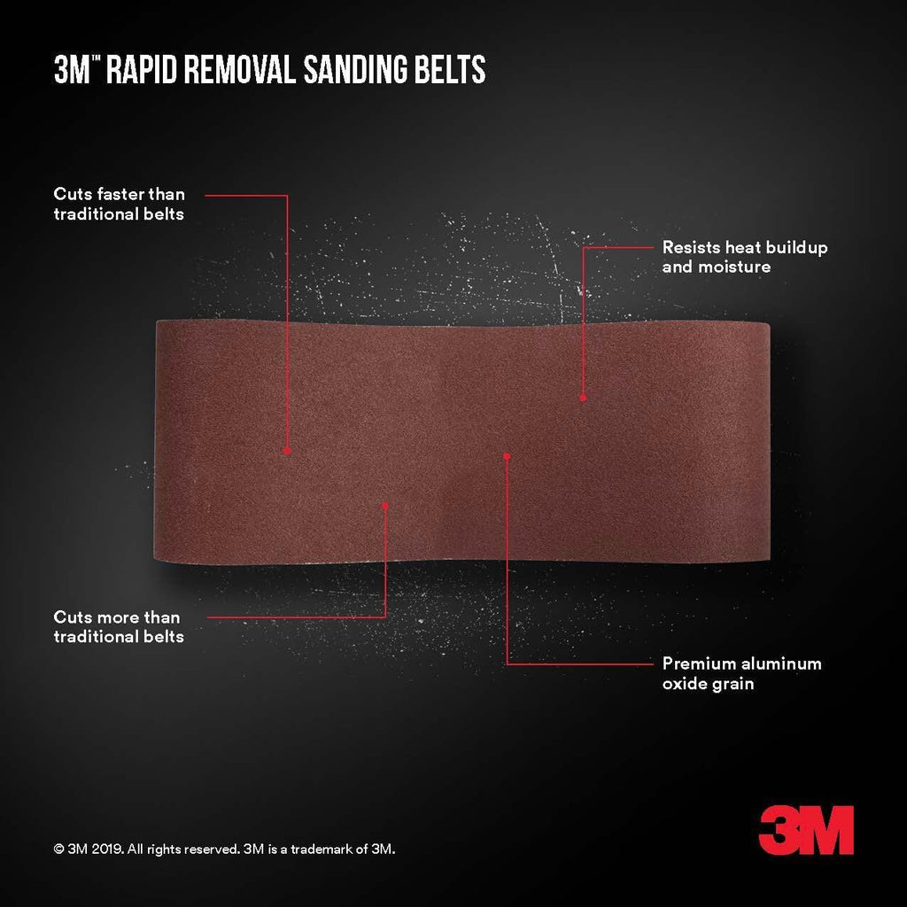 3M Rapid Removal 4x36 Power Sanding Belt, 60 grit, 1/Pack