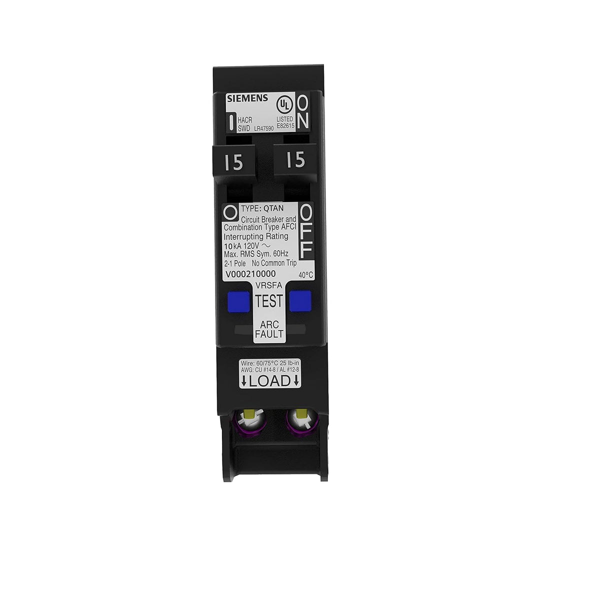 15A 120V 1-Pole Tandem CAFCI Type QTAN Circuit Breaker