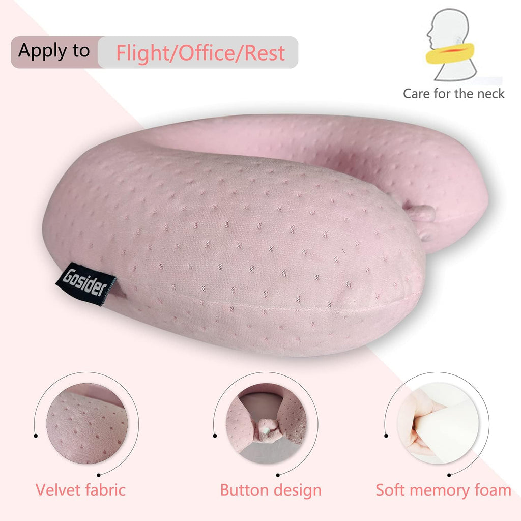 Neck Pillows for Sleeping Travel Pink Travel Pillow Comfortable U Shape Memory Foam Pillows Neck and Head Support