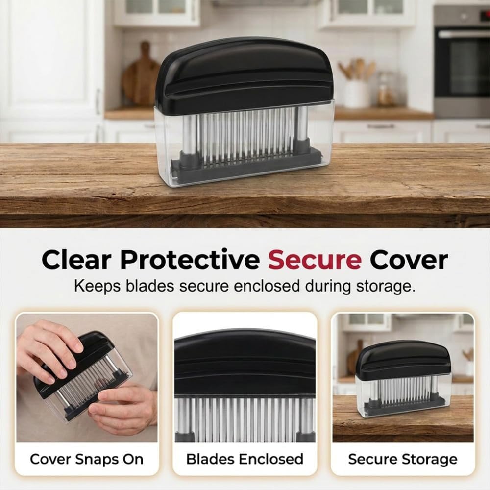 Professional Spring-Loaded Meat Tenderizer, 2026 Upgrade Meat Tenderizer Tool with 48 Stainless Steel Sharp Needle